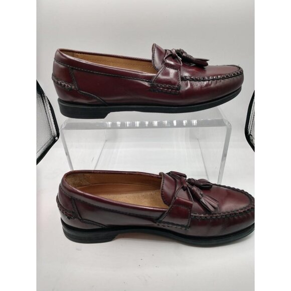 Johnston & Murphy Tassel Loafers Burgundy/Brown Leather Mens 9.5 M Made In Mexic - Picture 6 of 9
